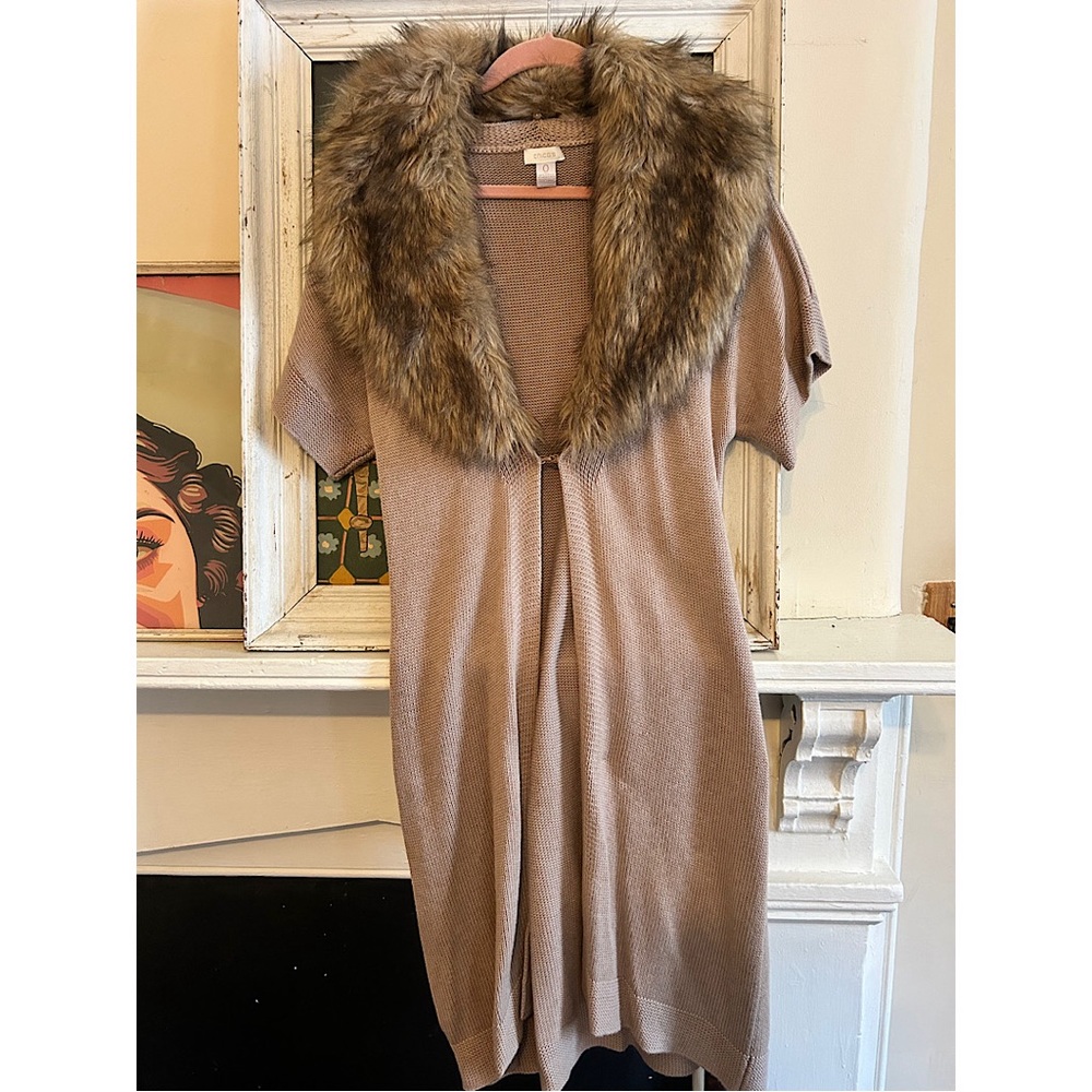 Chico’s Knit Faux Fur Collar Sweater